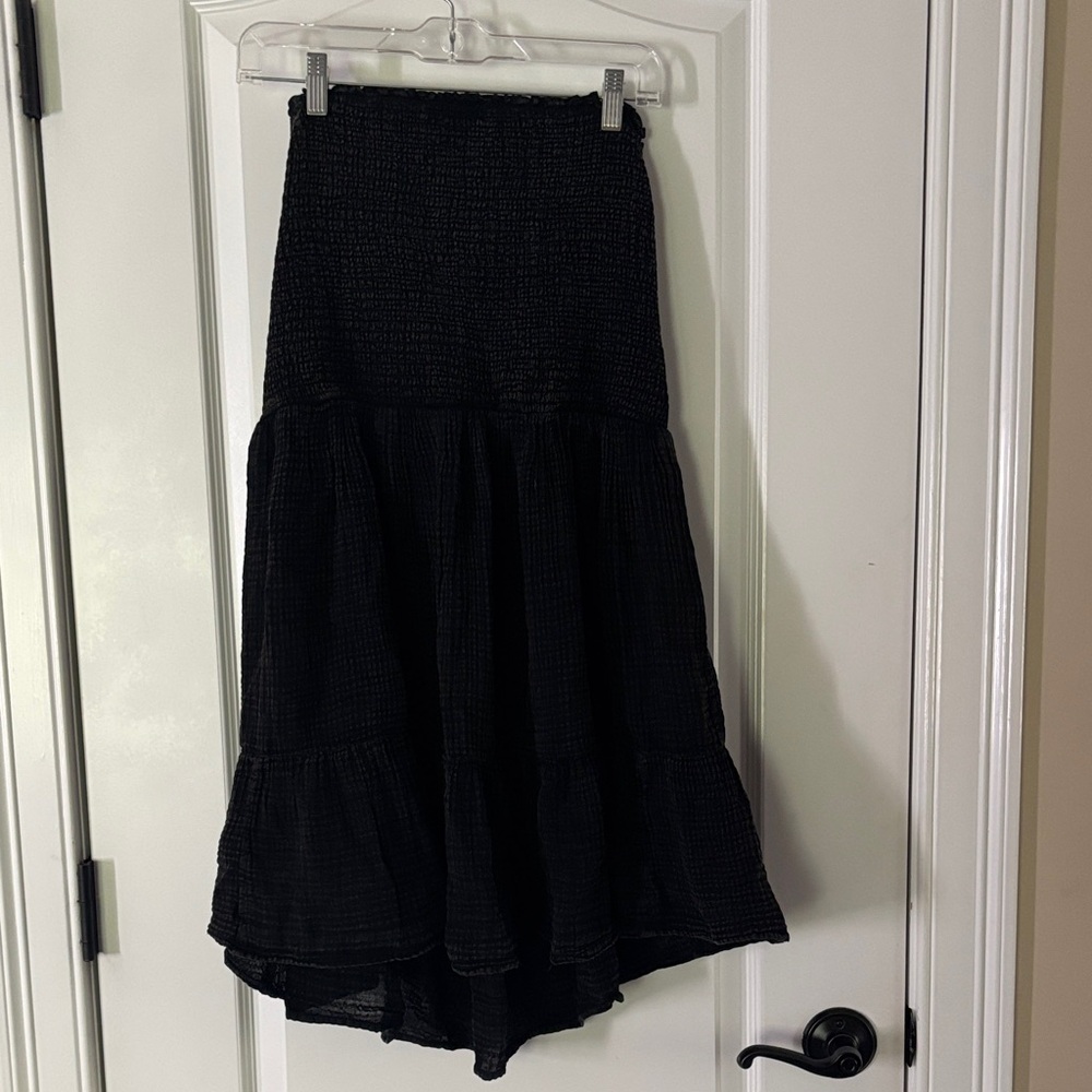 Anthropologie Black Tiered Strapless Dress